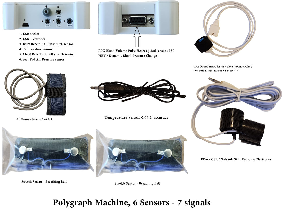 Polygraph with 6 sensors. Real Professional Lie Detector made by experts. Excellent product, start making money now.