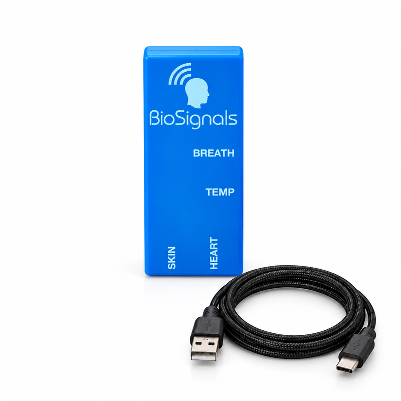BioSignals BLUE Biofeedback - No Sensors with USB-A to USB-C cable