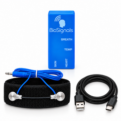BioSignals BLUE Biofeedback - Respiration Belt with USB-A to USB-C cable