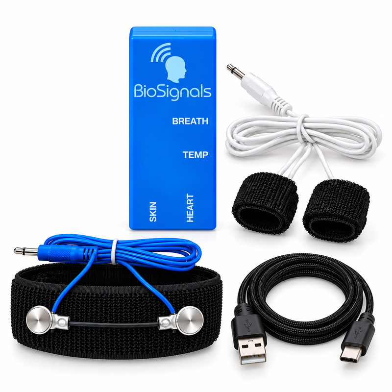 BioSignals BLUE Biofeedback - GSR + Respiration Belt with USB-A to USB-C cable