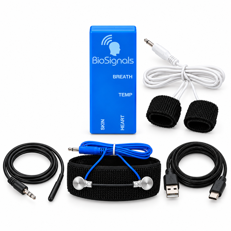 BioSignals BLUE Biofeedback - GSR + TEMP + Respiration Belt with USB-A to USB-C cable