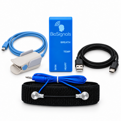 BioSignals BLUE Biofeedback - PPG + Respiration Belt with USB-A to USB-C cable