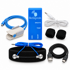 BioSignals BLUE Biofeedback - PPG + GSR + Respiration Belt with USB-A to USB-C cable
