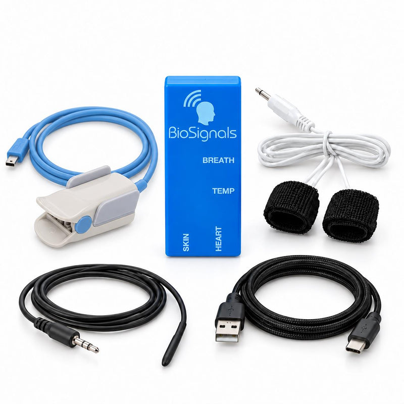 BioSignals BLUE Polygraph Lie Detector - PPG + GSR + TEMP with USB-A to USB-C cable