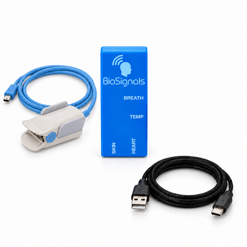 BioSignals BLUE Biofeedback - PPG with USB-A to USB-C cable